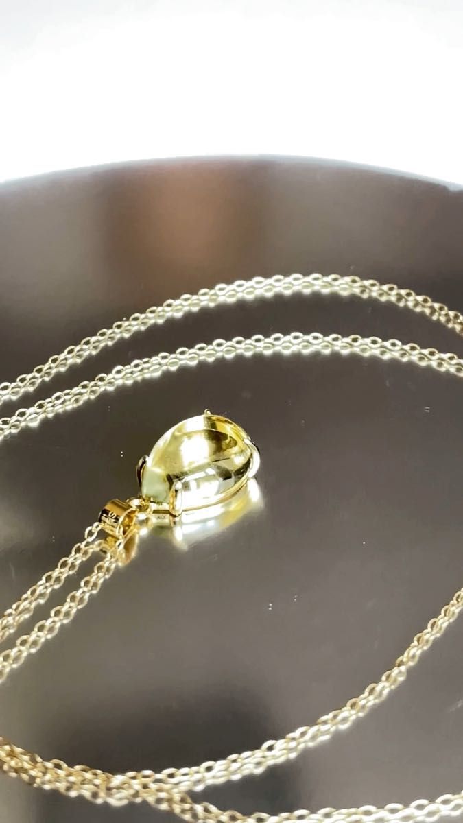 レモンクォーツ(硫黄水晶)パワーストーンネックレス【完全天然石】エネルギー引き出し済 完全浄化 18KGP 本物 アクセサリ スピ