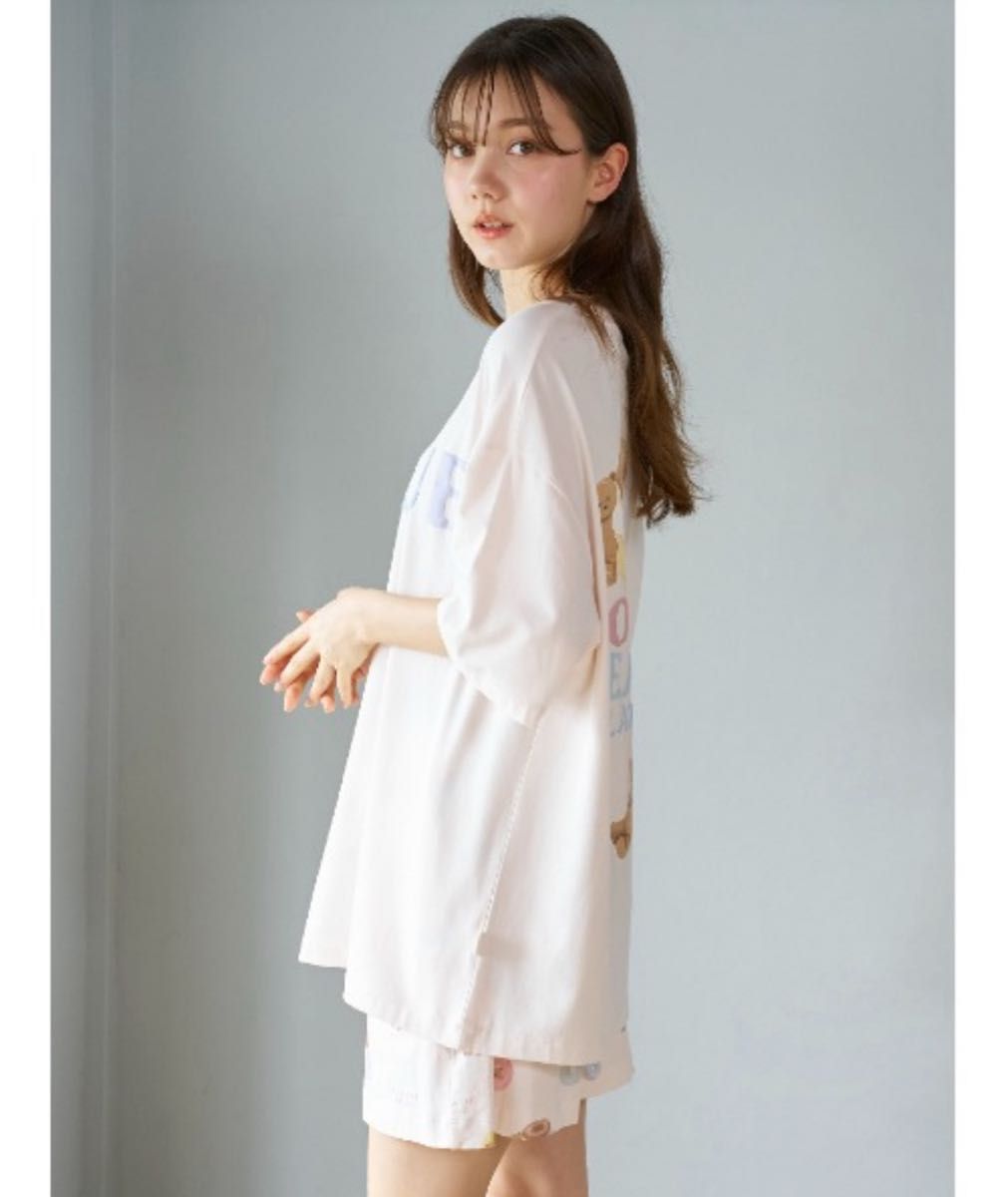 ジェラートピケ ドーナツベアワンポイントTシャツ&ショートパンツ ホワイト gelato pique ドーナツベアワンポイントTシャツ&ショートパンツ