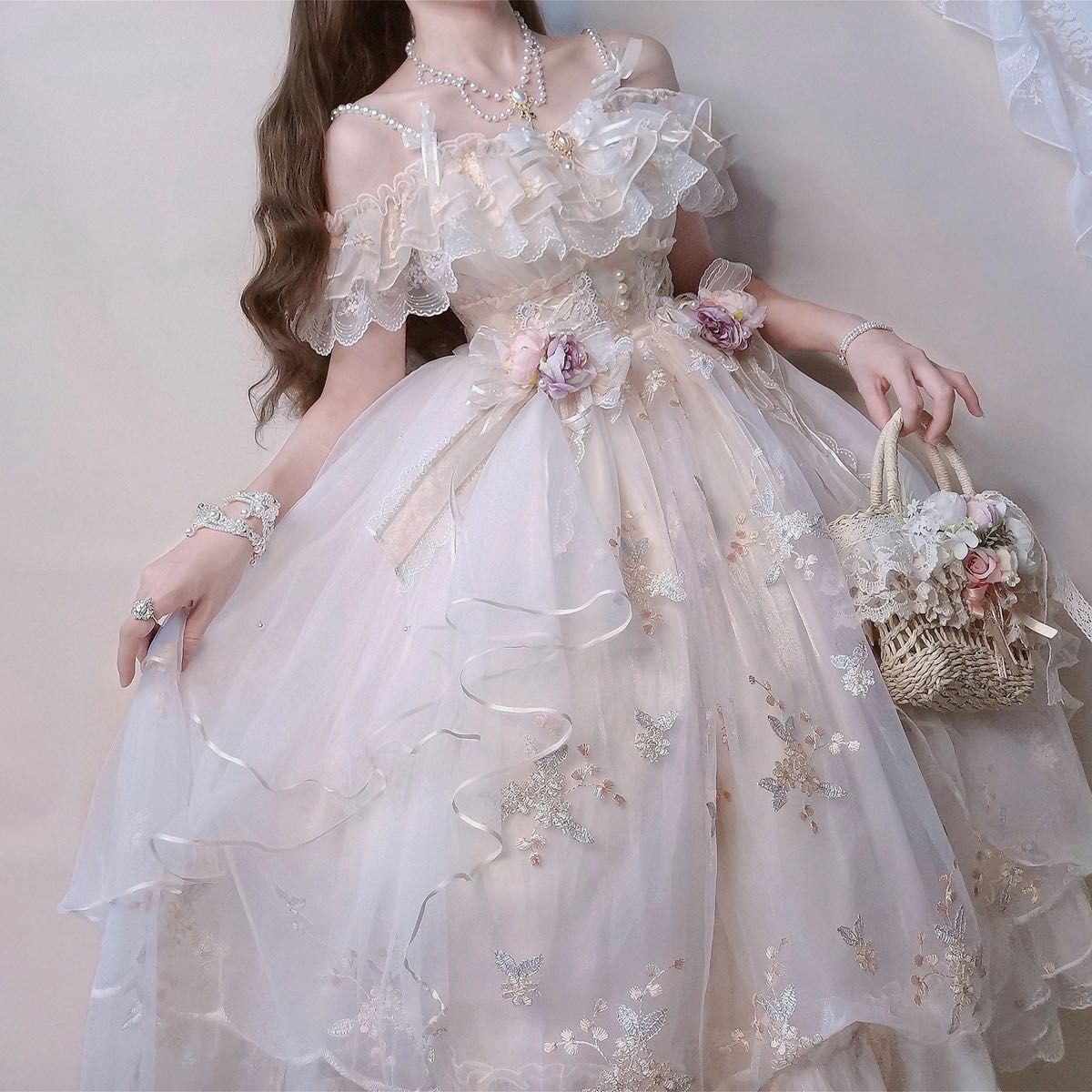 オフショルダー 花柄 ドレス ワンピース 華やか Luxe オフショルダー チュールワンピース 花柄 刺繍 ドレス|Yahoo