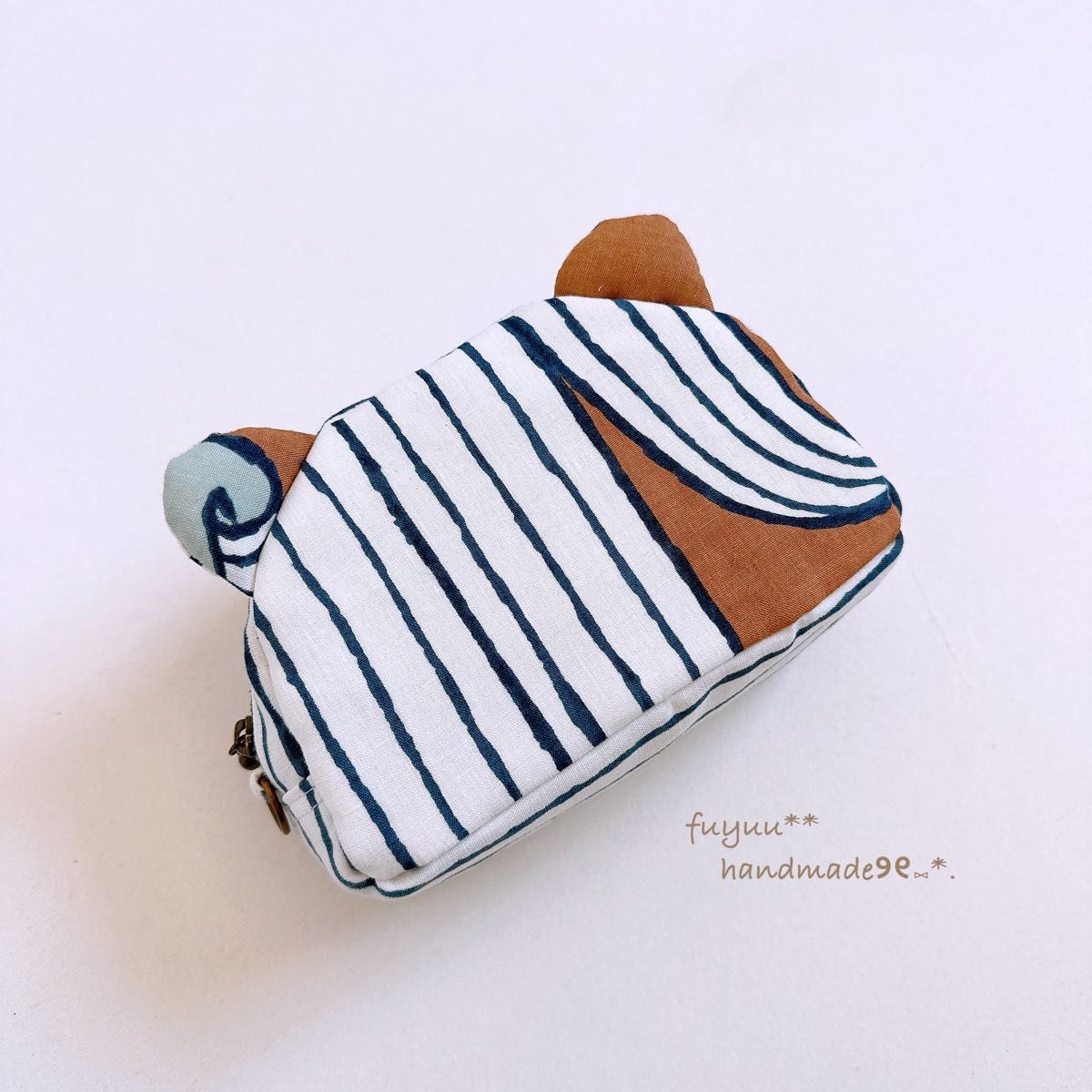 【めるくま 】ハンドメイド♡ミナペルホネン♡ポーチ2点 ハンドメイド ミナペルホネン bear pouch くま耳 ファスナー