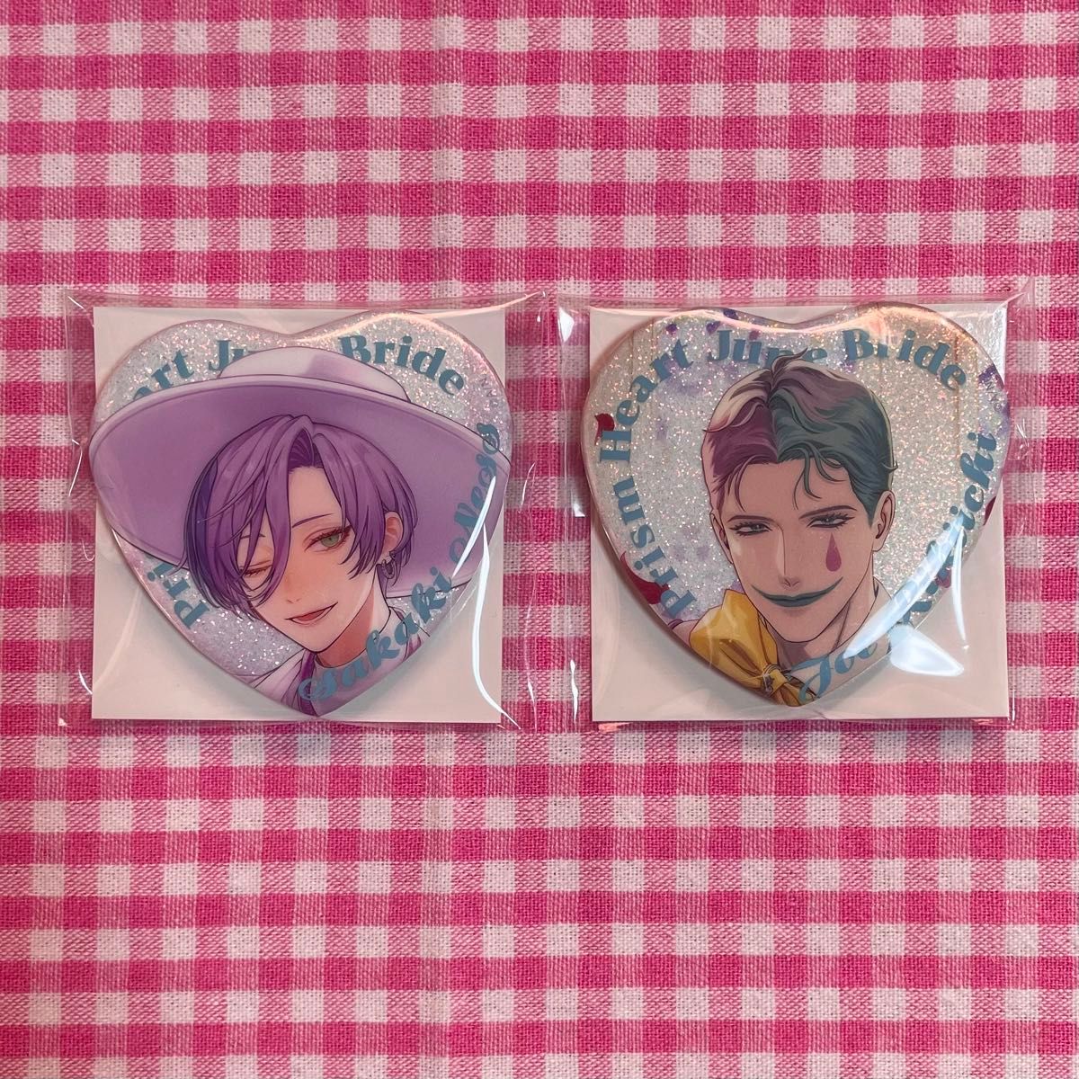 【Prism Heart June Bride】ハート型缶バッジ 榊ネス にじさんじ 榊ネス ジョー・力一 【Prism Heart June Bride