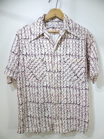  rare rare pattern 40s Vintage Van Heusen long Point total pattern ALL OVER PATTERN cotton short sleeves shirt S 30s 50s