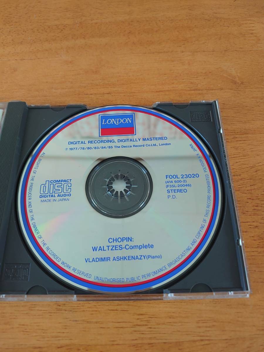 ショパン　ワルツ全集（第1~19番）　アシュケナージ　CHOPIN:WALTZES-Complete VLADIMIR ASHKENAZY(piano) 【CD】_画像3