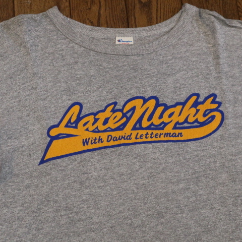 80s トリコタグ USA製 Champion Late Night With David Letterman Tシャツ L グレー チャンピオン ロゴ カレッジ チーム ヴィンテージ_画像1
