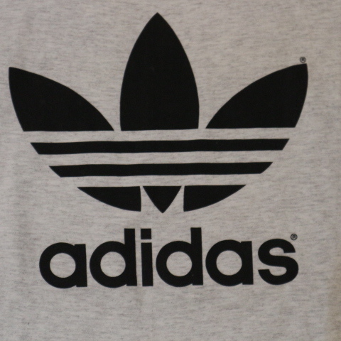新品 90s USA製 adidas Tシャツ XL グレー トレフォイル ビッグロゴ 両面プリント 半袖 アディダス_画像7
