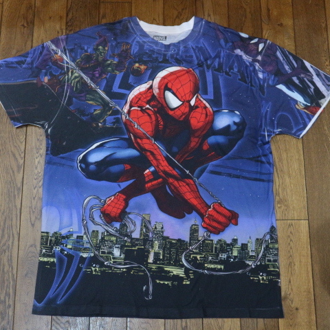 MARVEL Spiderman Tシャツ 両面総柄 XL マーベル スパイダーマン
