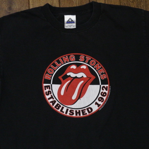 00s The Rolling Stones Tシャツ Established 1962 L ブラック ローリングストーンズ ベロ ロゴ ミックジャガー ロック バンド_画像1