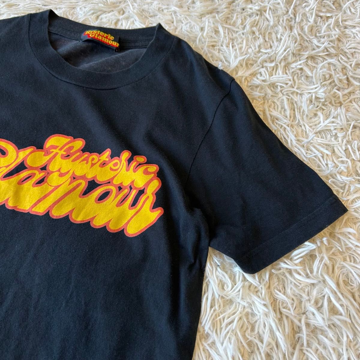 ヒステリックグラマー 半袖 メッシュ ギャザー Tシャツ〈黒〉ヒスガール Y2K ヒステリックグラマー ヒスガールプリントTシャツ ブラック y2k