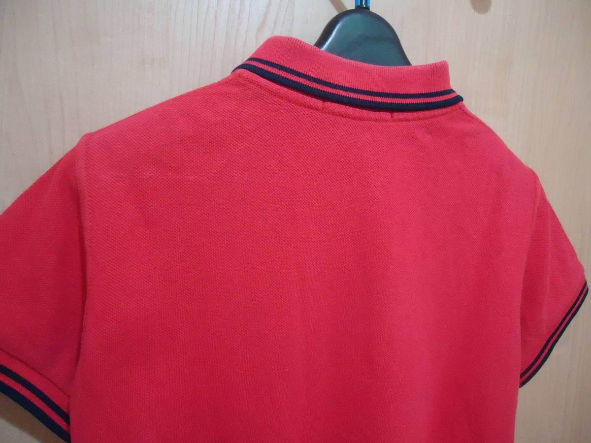 FRED PERRY イングランド製 胸刺ロゴ 鹿の子ポロシャツ カノコポロシャツ 赤 レディース38(M) 送料安値_画像6