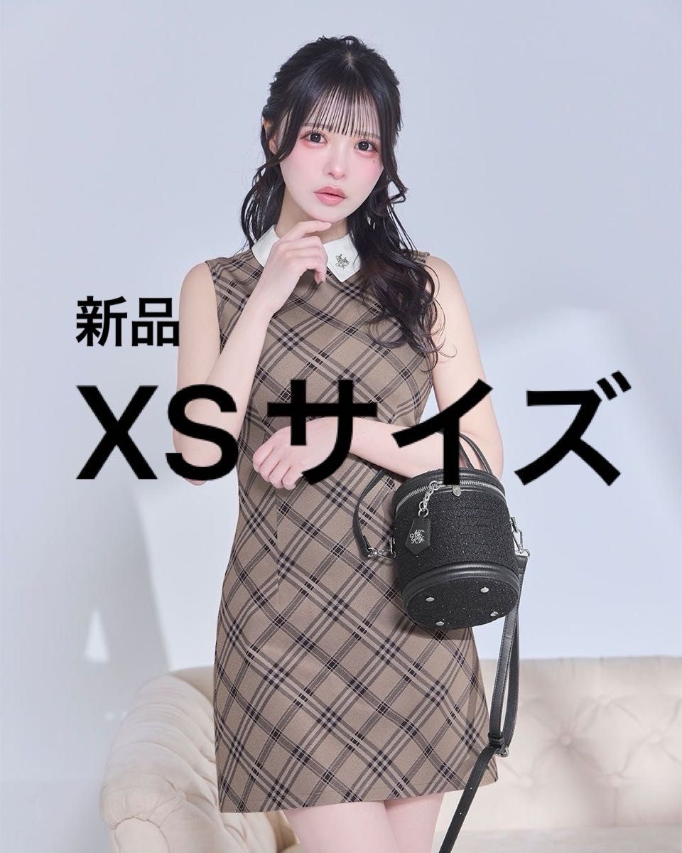 ミシェルマカロン チェックリボンミニワンピース ブラック 新品 michell Macaron ミシェルマカロン チェックミニワンピース