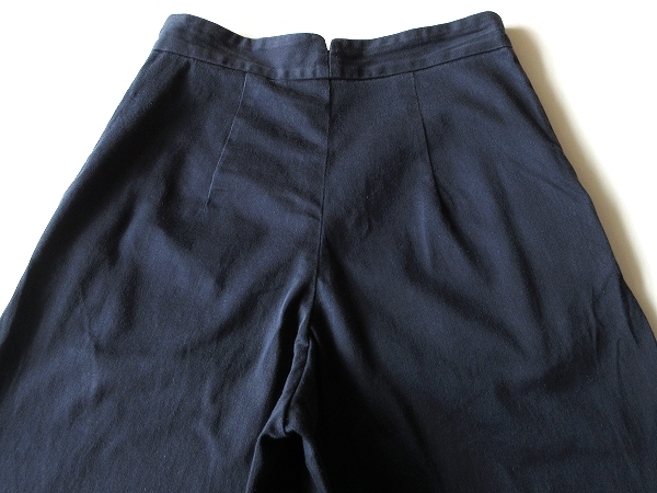 名作 YAECA STUDY ヤエカ WIDE MARINE PANTS ストレッチ チノツイル サイド釦 マリンパンツ ハイウエスト ワイドパンツ M ネイビー 日本製