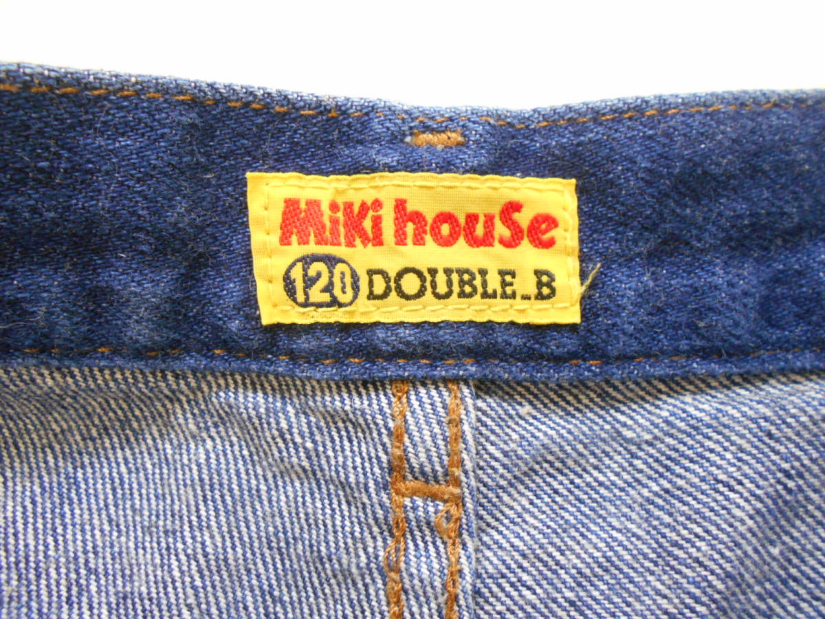 a536◆Miki house DOUBLE.Bデニムショートパンツ◆ミキハウス ダブルB サイズ120 インディゴブルー色 KIDSベビー2G_画像5