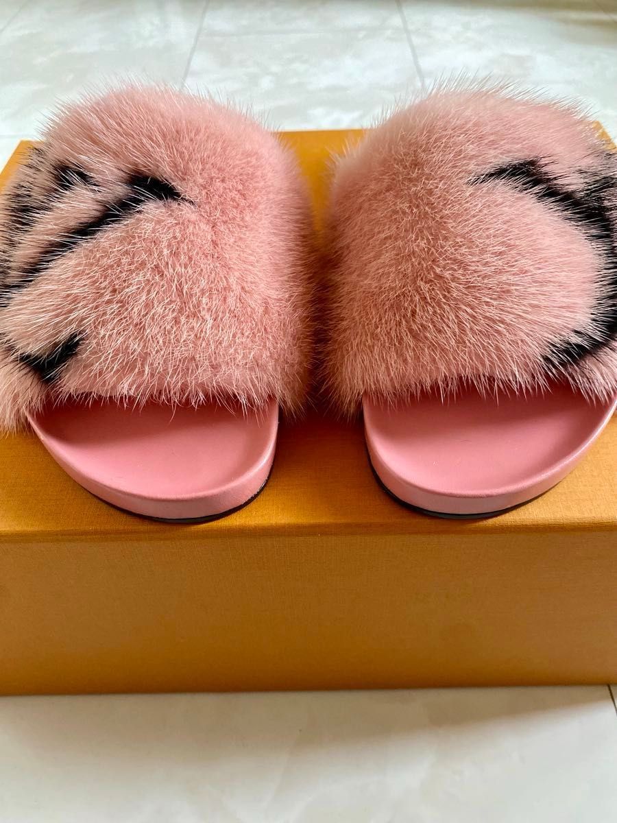 【LV◆エレガント♪】 Louis Vuitton ミュール フラットサンダル 新品 ルイヴィトン ミンク モノグラム フラット サンダル