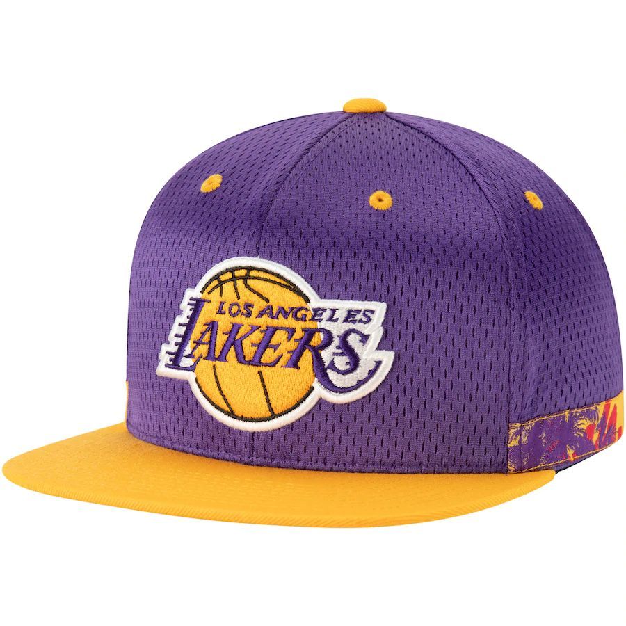 USA正規品 ミッチェル＆ネス mitchell&ness ロサンゼルス LA レイカーズ Lakers スナップバック キャップ NBA 帽子 Wovenテープ