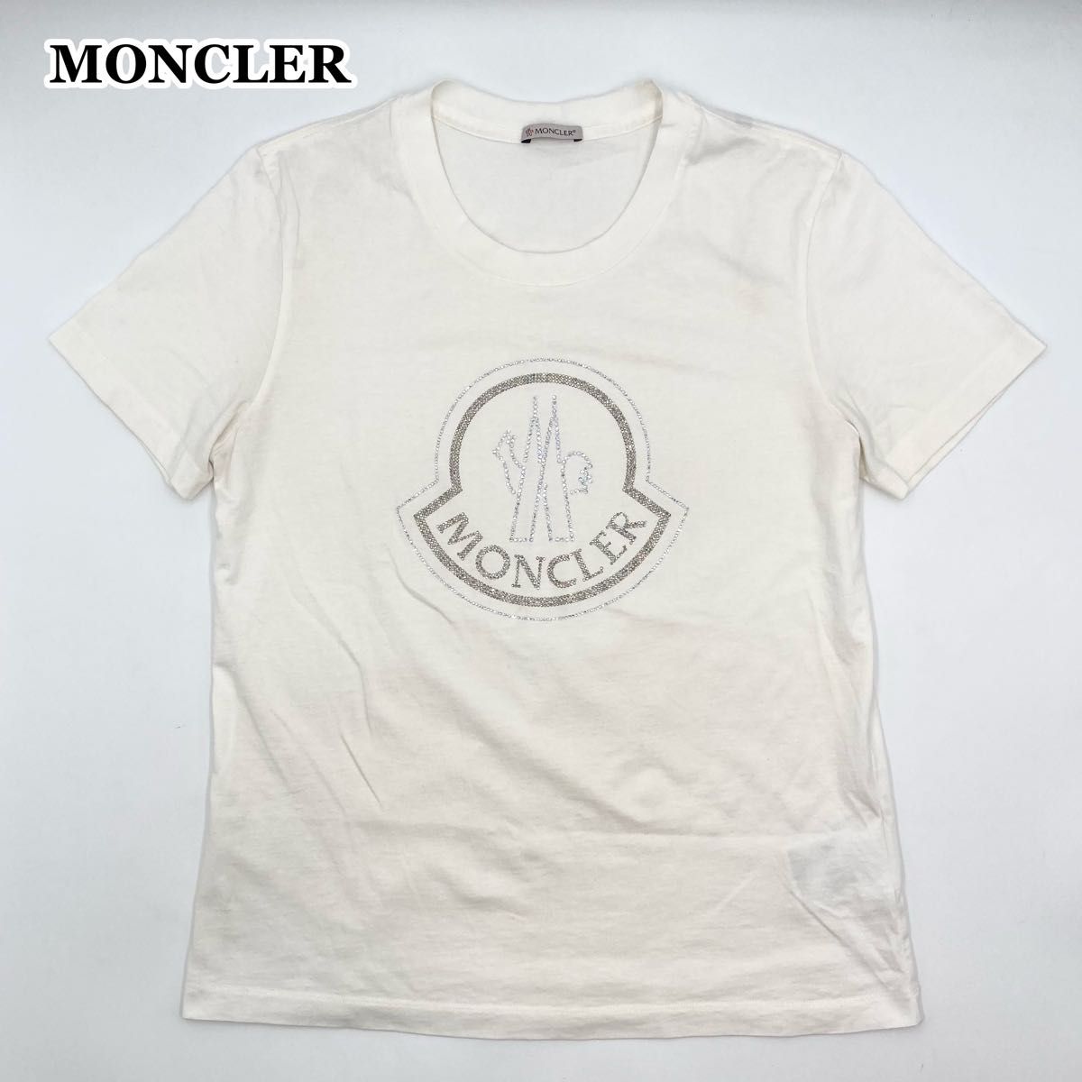 モンクレール MONCLER ラインストーン ロゴ コットン Tシャツ RFID搭載 近年モデル【美品】MONCLER モンクレール Tシャツ 半袖