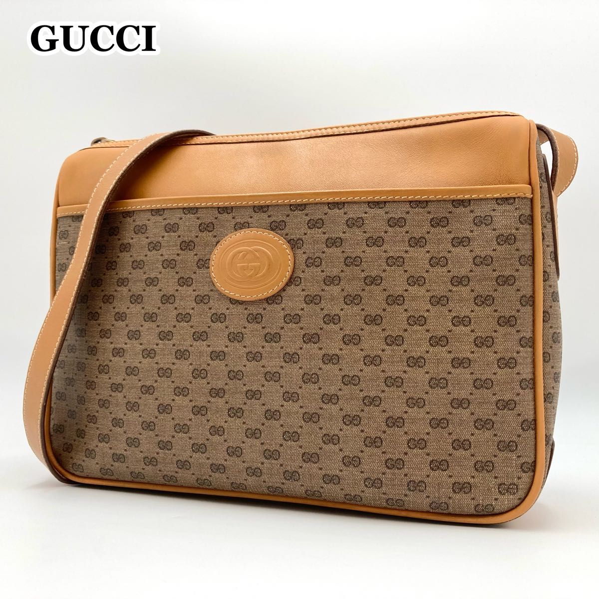 グッチ マイクロGG PVCレザー ショルダーバッグ 美品】GUCCI ショルダーバッグ PVC レザー マイクロGG 総柄