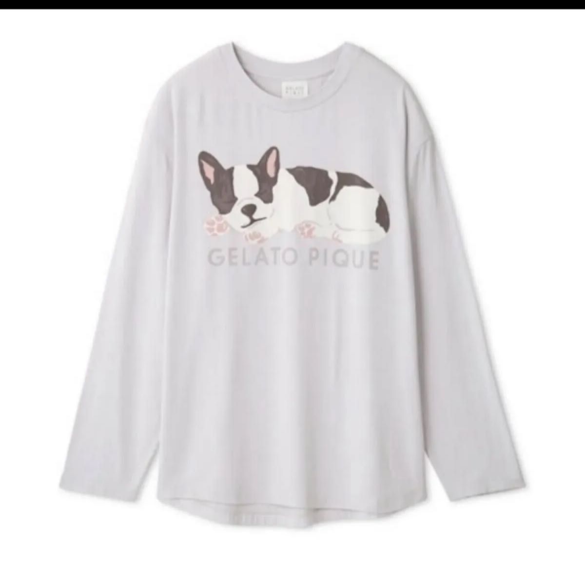 新品 タグ付 sleeping dogワンポイントロンT 上下セット フレブル ジェラートピケ フレンチブルドッグ SLEEPING DOGワンポイント