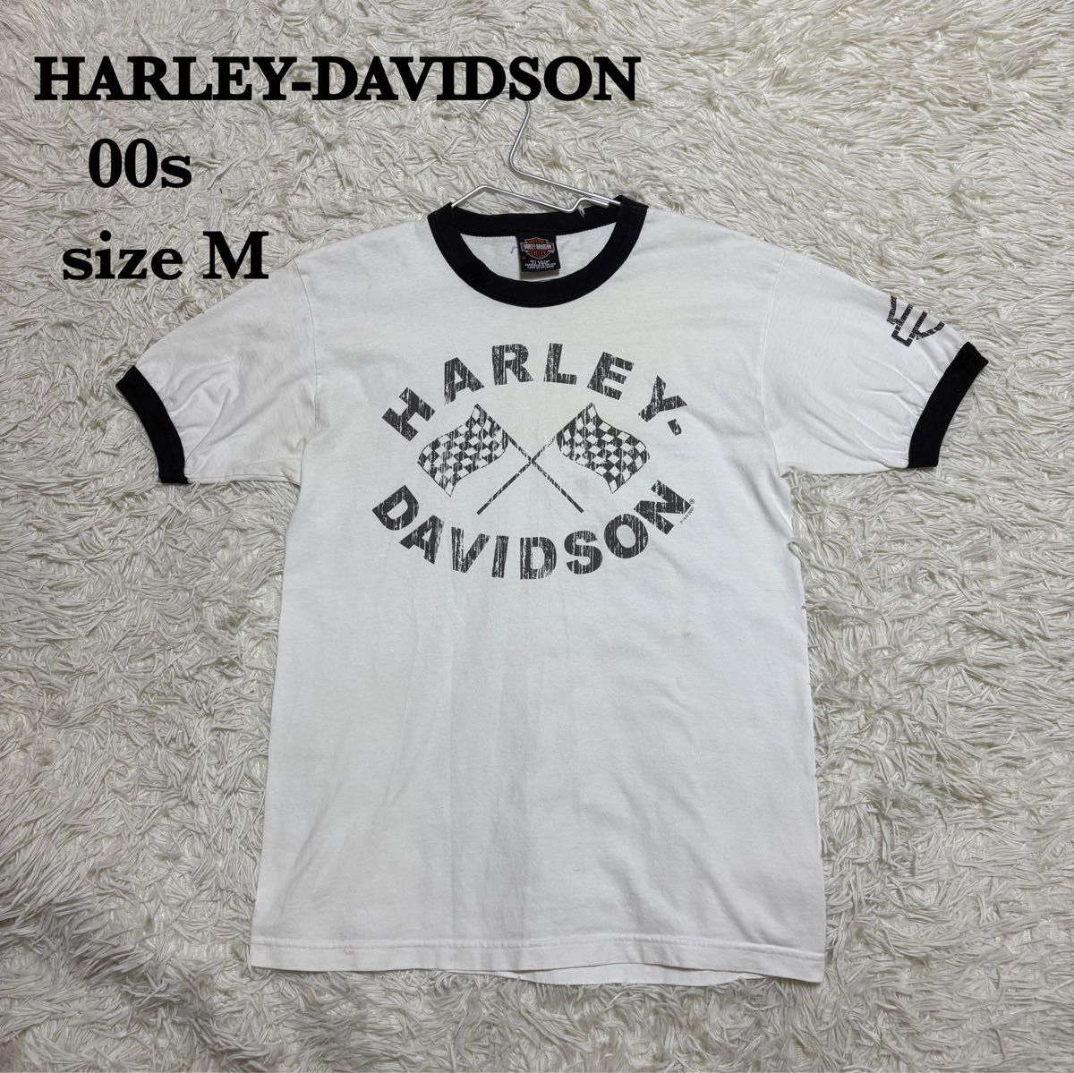ハーレーダビッドソンTシャツ 2XL相当 ホワイト リンガーT 00s HARLEY-DAVIDSON ハーレーダビッドソン リンガー Tシャツ M