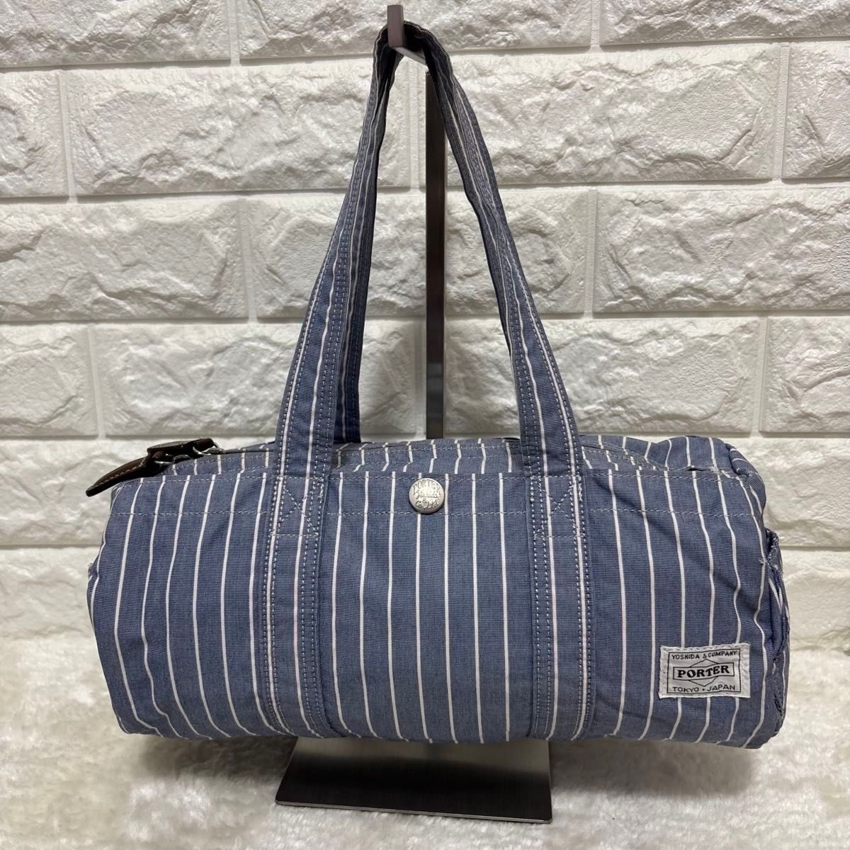 【希少】PORTER ミニボストンバッグ デニム ストライプ 70周年記念バッグ 希少】PORTER 70周年記念 キャンバス ストライプ ミニボストン