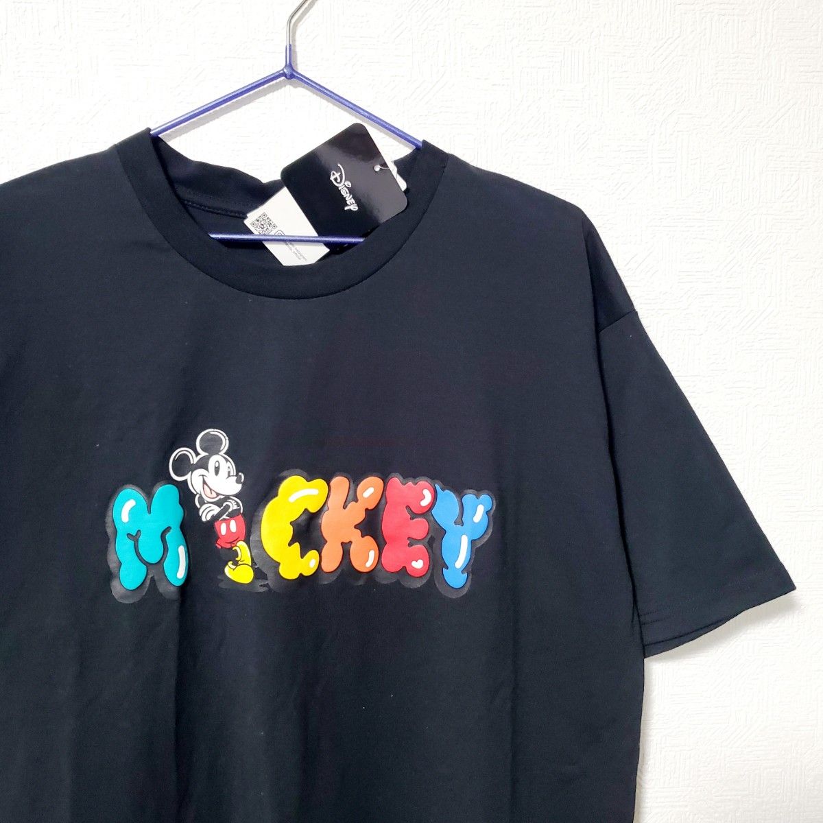 ディズニー disney 半袖Tシャツ ミッキーマウス 黒 Ⅼ カラフル 古着 新品 Disney ミッキーマウス Tシャツ Mサイズ ブラック 黒