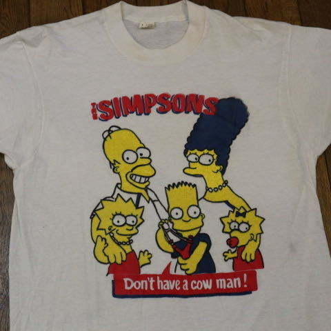 80s USA製 The Simpsons Tシャツ L ホワイト ScreenStars シンプソンズ ファミリー バート キャラクター アメコミ ヴィンテージ