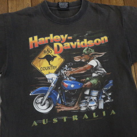 90s Harley Davidson Australia Tシャツ オーストラリア カンガルー ブラック S ハーレーダビッドソン ロゴ モーターサイクル ヴィンテージ_画像1