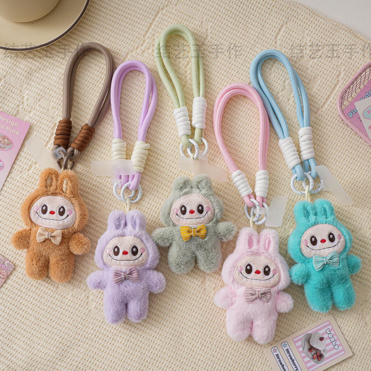 1セット(10個10色)全色揃う10色 LABUBU ぬいぐるみキーホルダー全色 Labubu ぬいぐるみ キーホルダー ラブブ 携帯ストラップ 5体