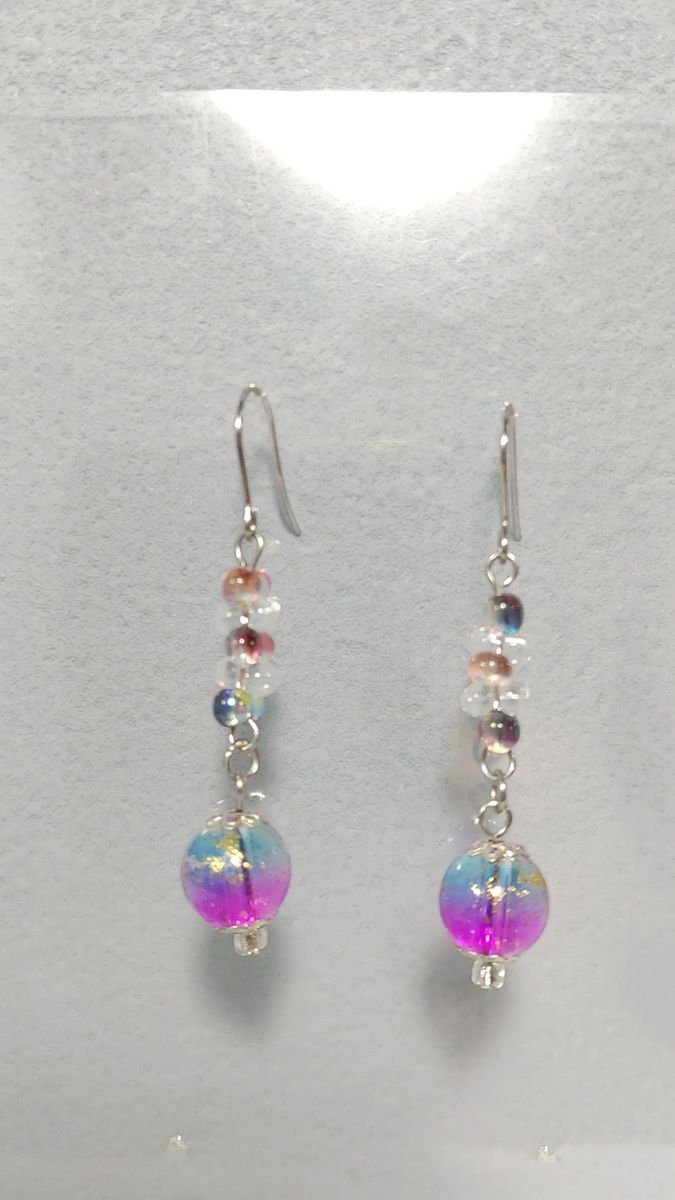 37 再販※紫陽花color※ ファルファーレ ガラスアクセサリー 金ラメ 色変化 普段使い ハンドメイド