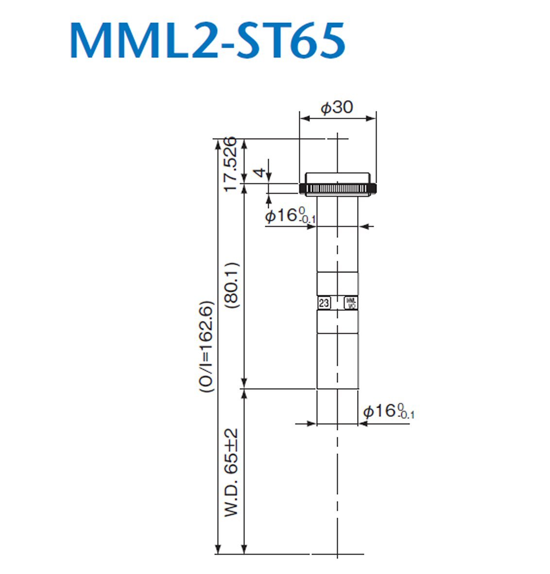 ★ Moritex/モリテックス　テレセントリックレンズ　MML2-ST65　×2　WD65mm　1/2"　Cマウント　美品　動作確認_寸法図