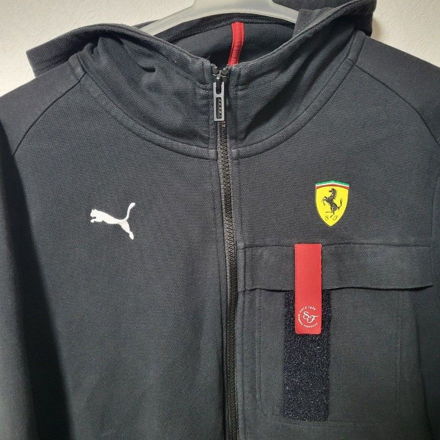 Ferrari HDD フェラーリ ジップアップ パーカー ブラック PUMA×Ferrari プーマ×フェラーリ ジップアップパーカー 黒色