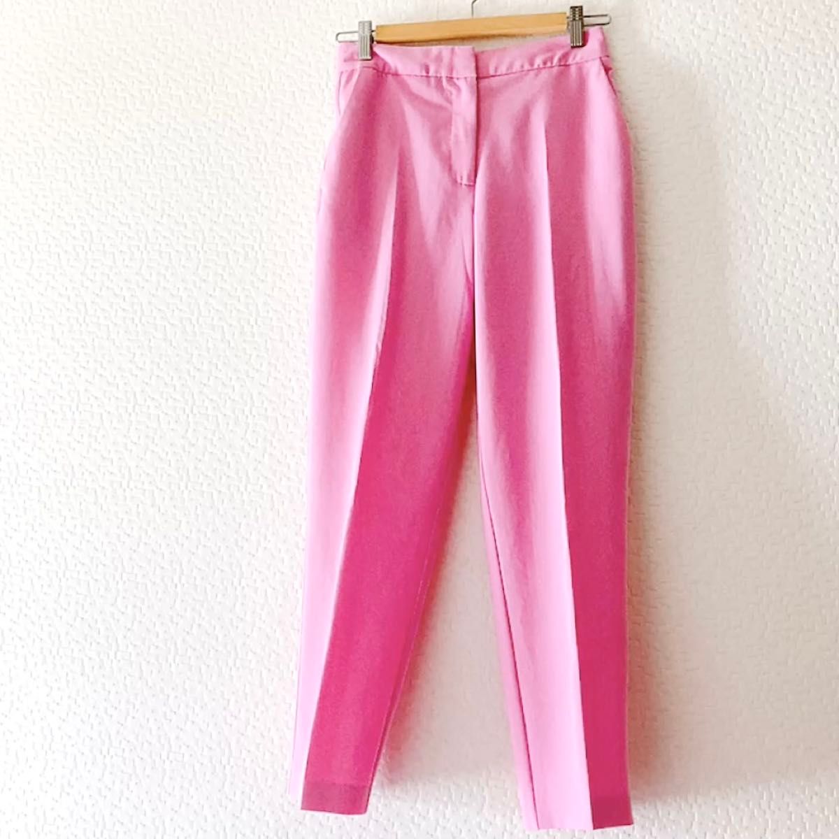 インポート TOP SHOP トップショップ スラックス パンツ ピンク イージー テーパード センタープレス