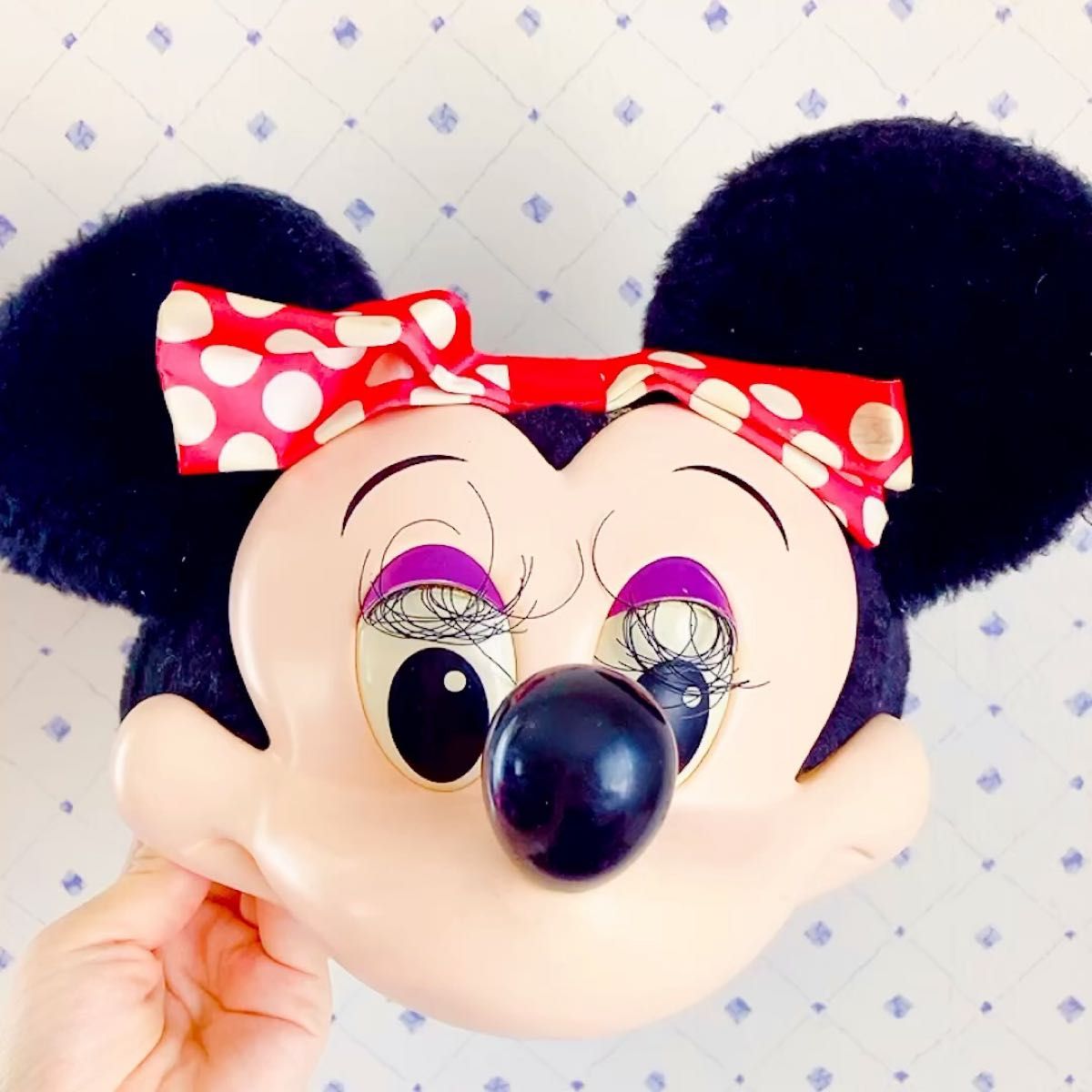 ビンテージ ディズニー ミニーちゃん 3D レトロ ファンハット フェイス ハット 帽子 キャップ ミニーマウス 古着 アメトイ