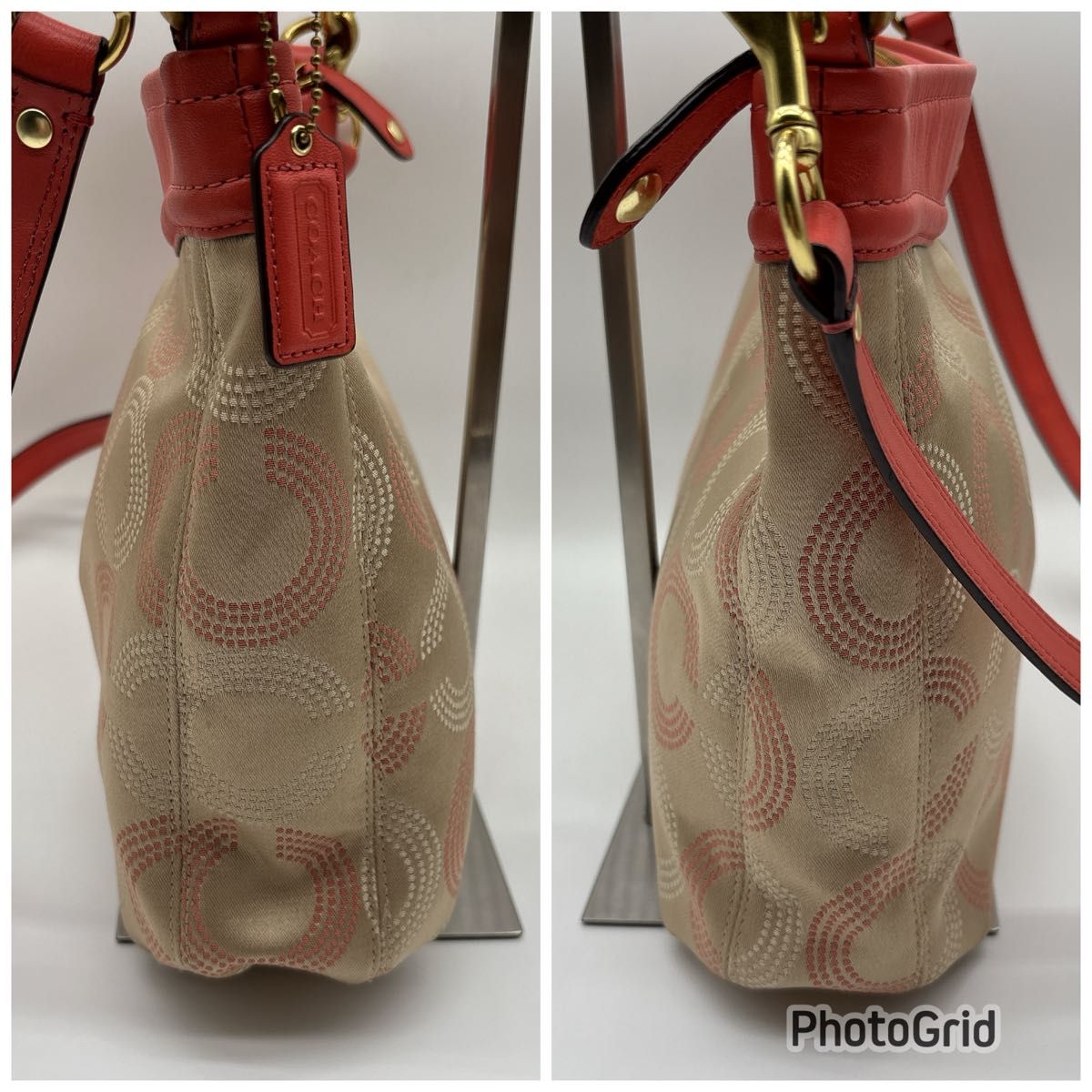 コーチ ショルダーバッグ ハンドバッグ シグネチャー ピンク 肩掛け ヌメ革 COACH コーチ ショルダーバッグ シグネチャー ピンク ベージュ