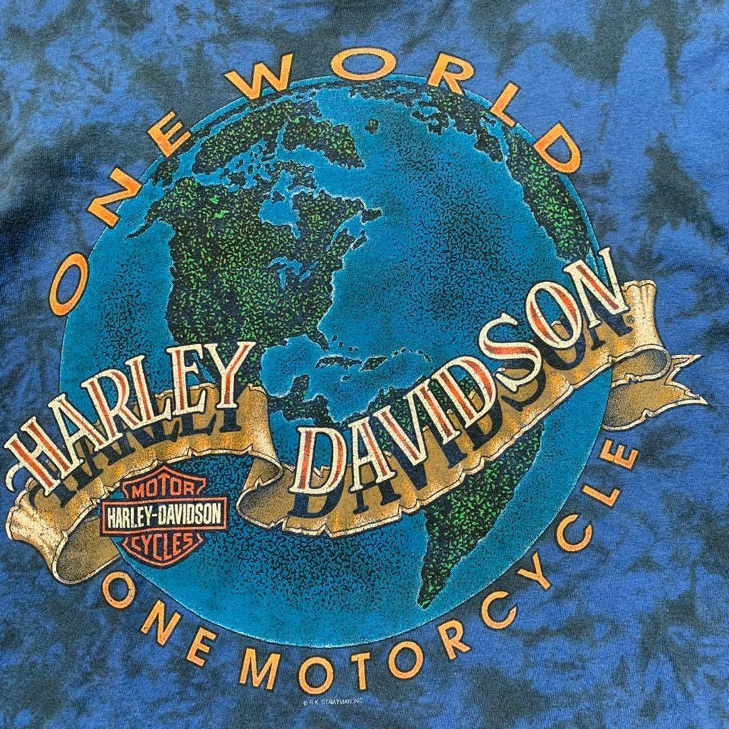 【レア】90s HARLEY DAVIDSON ヴィンテージ タイダイ Tシャツ USA製 シングルステッチ hanes / バイカー バンド 古着  80s