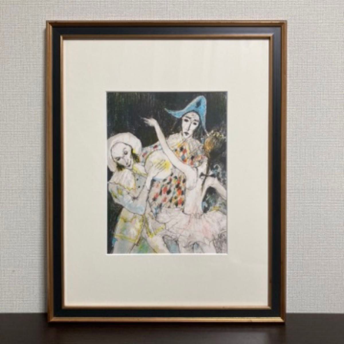 ジャン・ジャンセン バレリーナの絵のある静物 真作 リトグラフ 真作保証】ジャン・ジャンセン「道化師とバレリーナ」リトグラフ