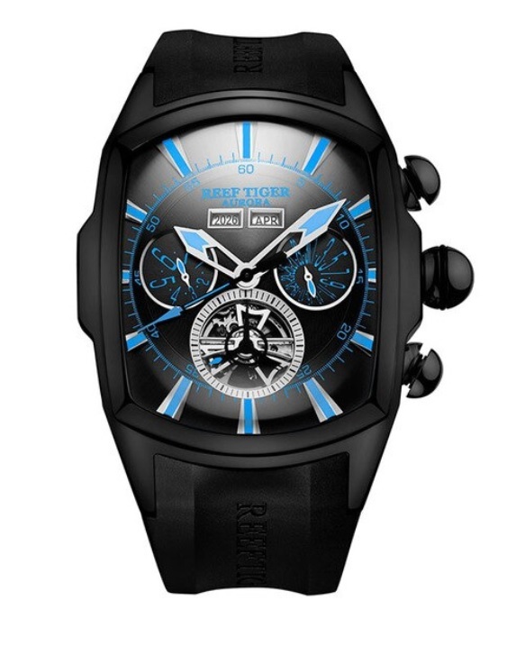 高級腕時計ステンレススチールラバーストラップブルーダイヤル自動腕時計　防水希望搭載