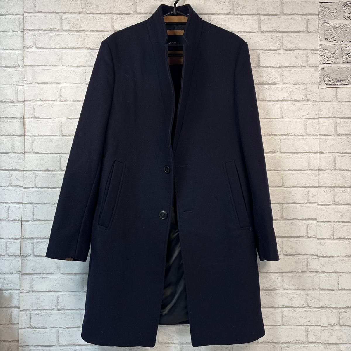 ZARA MAN コート 濃紺 チェスターコート ZARA】メンズチェスターコート ネイビー スタンドカラー|Yahoo