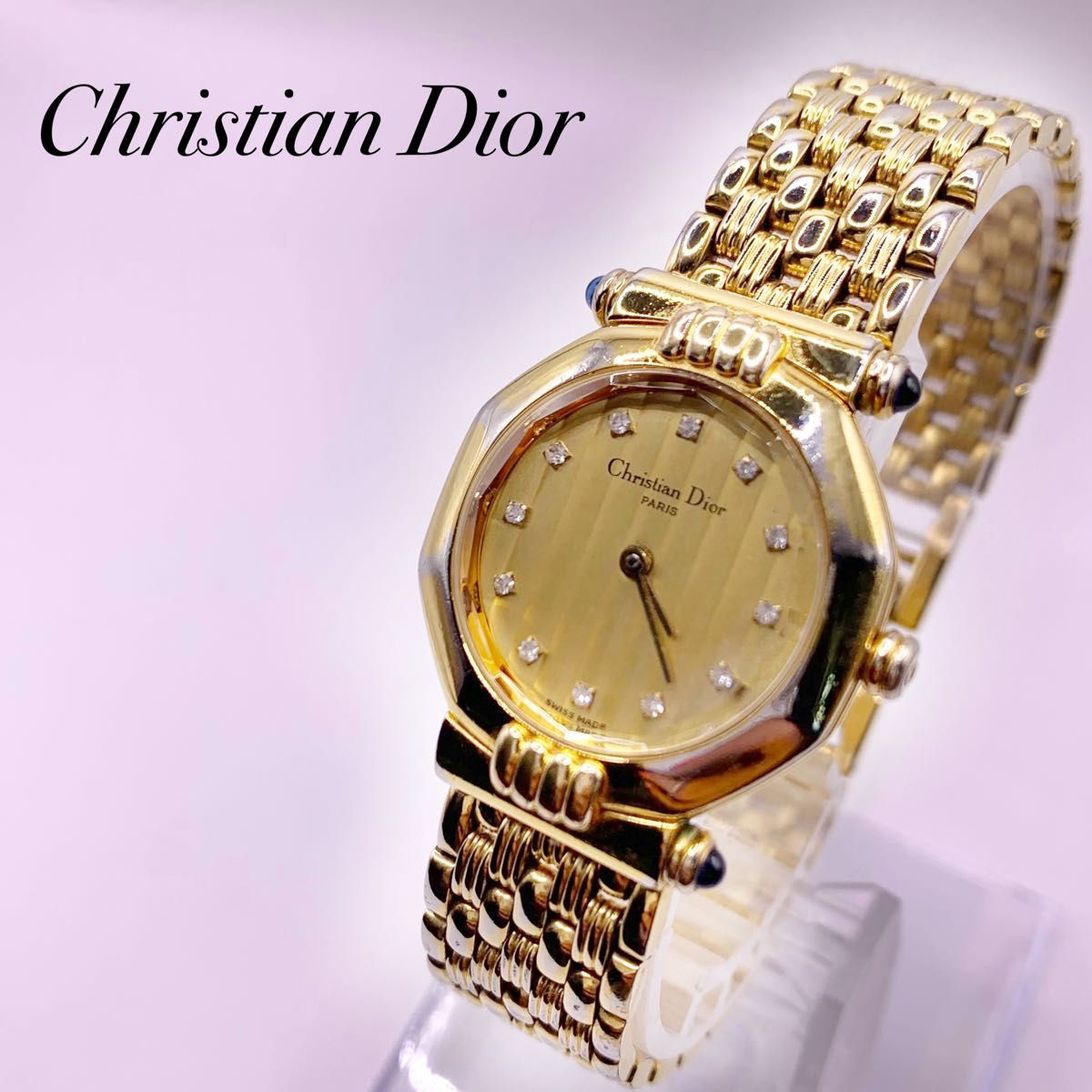 【希少美品✨】Christian Dior 11石ダイヤモンド クォーツ腕時計 DIOR クリスチャンディオール 11Pダイヤ オクタゴン 腕時計