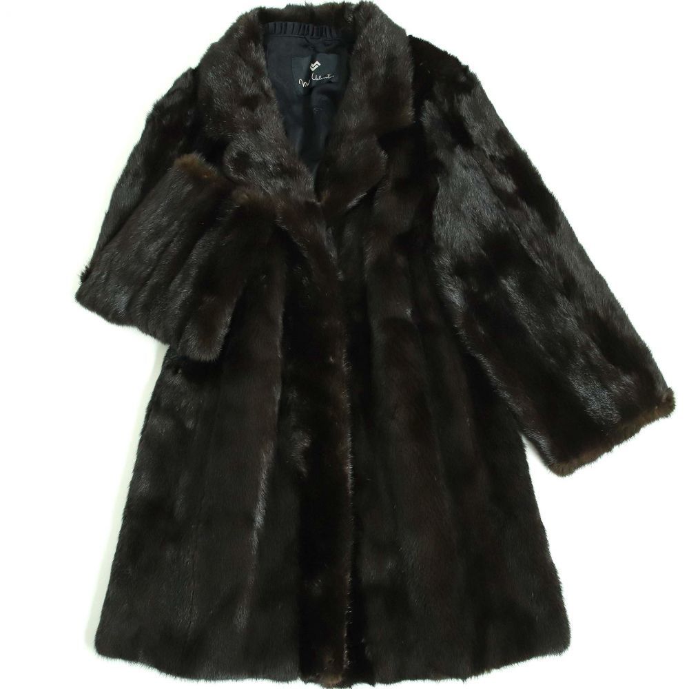 良品▽BLACKGLAMA MINK ブラックグラマ ミンク 裏地ロゴ柄 本毛皮
