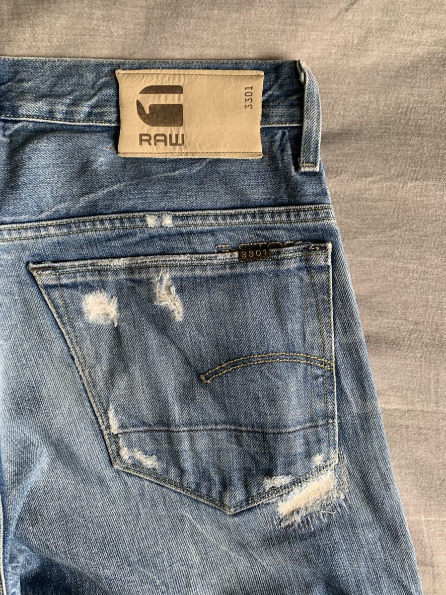 G-STAR RAW 3301イタリア製淡色ブーツカットジーンズ 31インチ中古