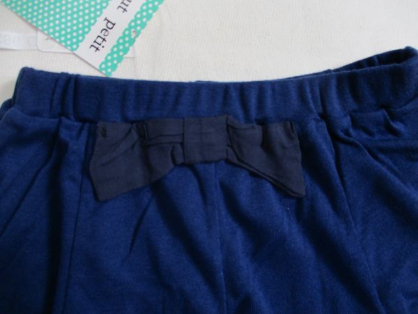 SF231【tout petit】トゥープチ　新品　リボン付き　ショートパンツ　女児　青　110_画像2