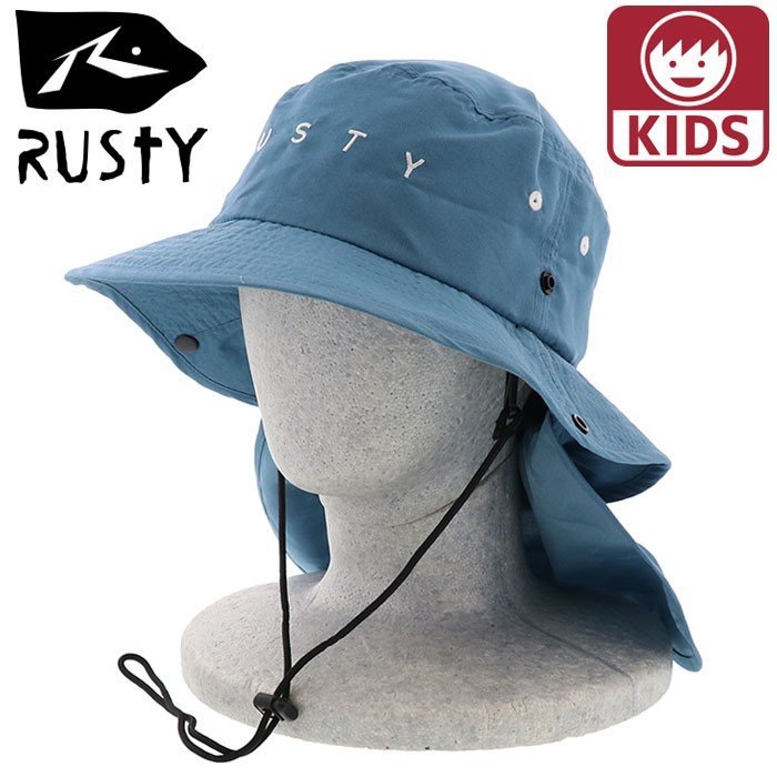 *0 new goods RUSTYla stay Logo Surf hat beach hat UPF50+ hat neck guard with strap . sax blue 0*