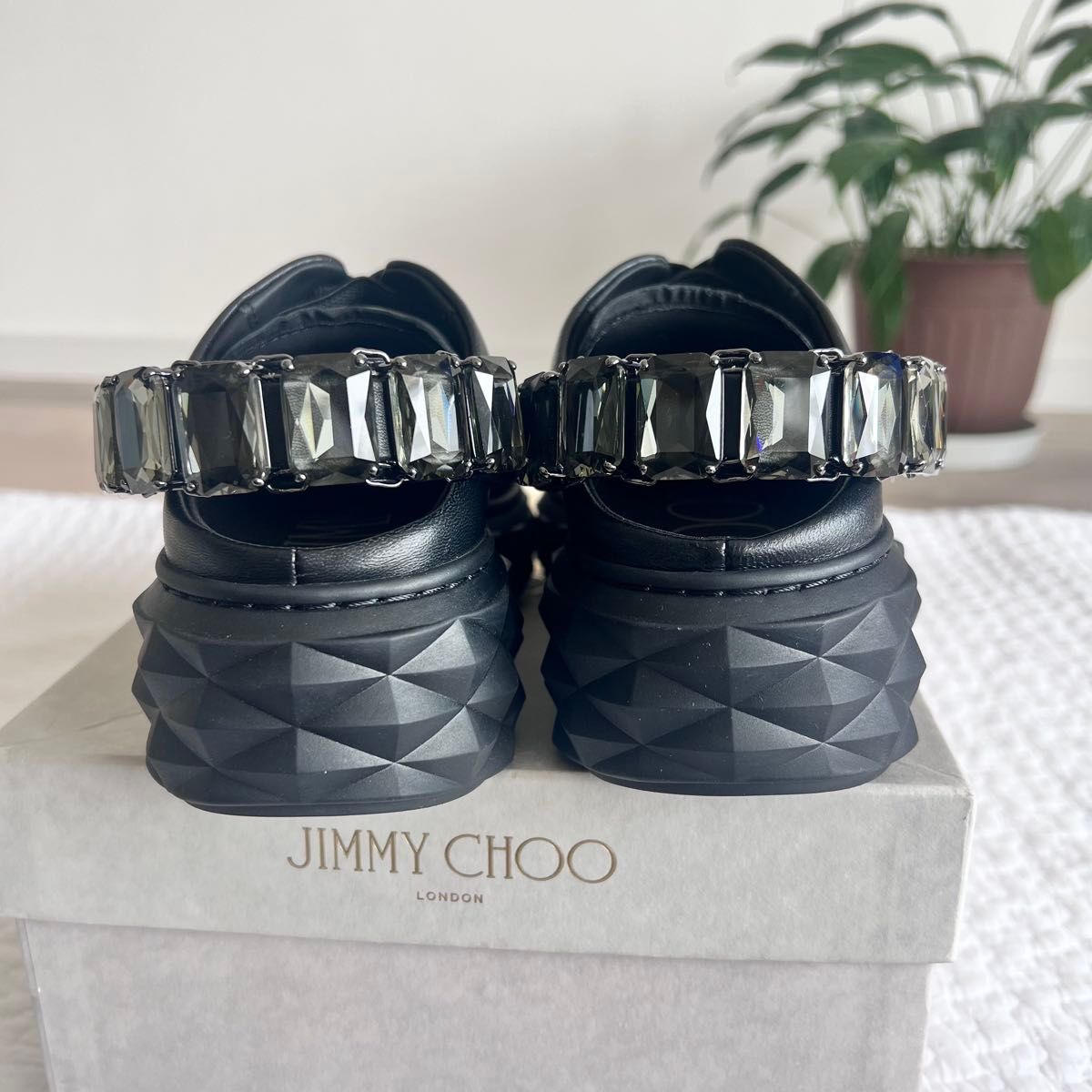 JIMMY CHOO☆ ダイヤモンド スリング V Black/Black JIMMY CHOO ジミーチュウ ダイヤモンド スリング スリッポン 35