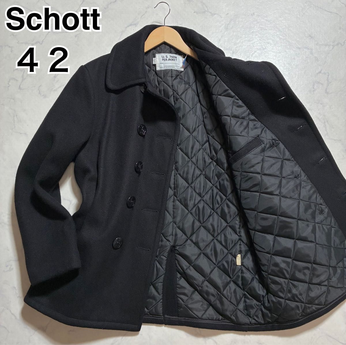【希少】schott ショット ピーコート キルティング 大きいサイズ 42 大きいサイズ(42)Schott ショット Pコート ピーコート 740N USA