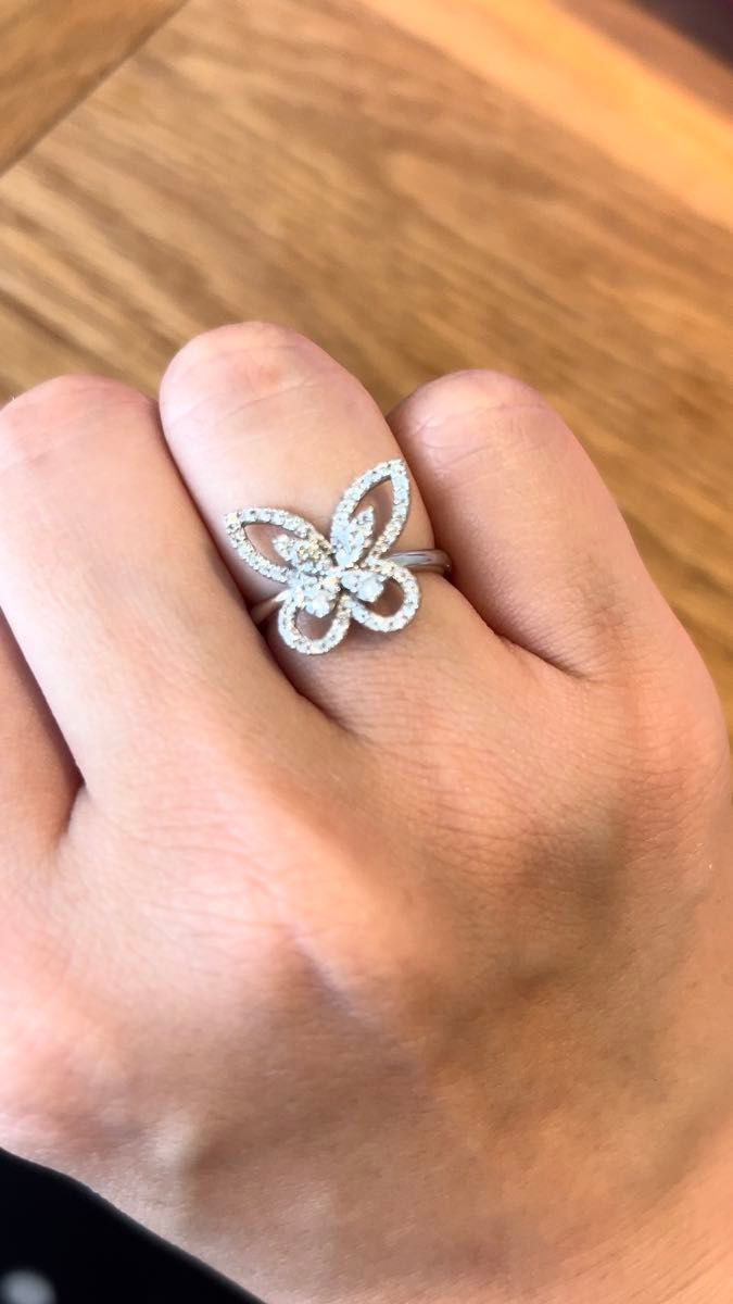 PTバタフライリング0.5ct ダイヤ綺麗VSクラス 11号