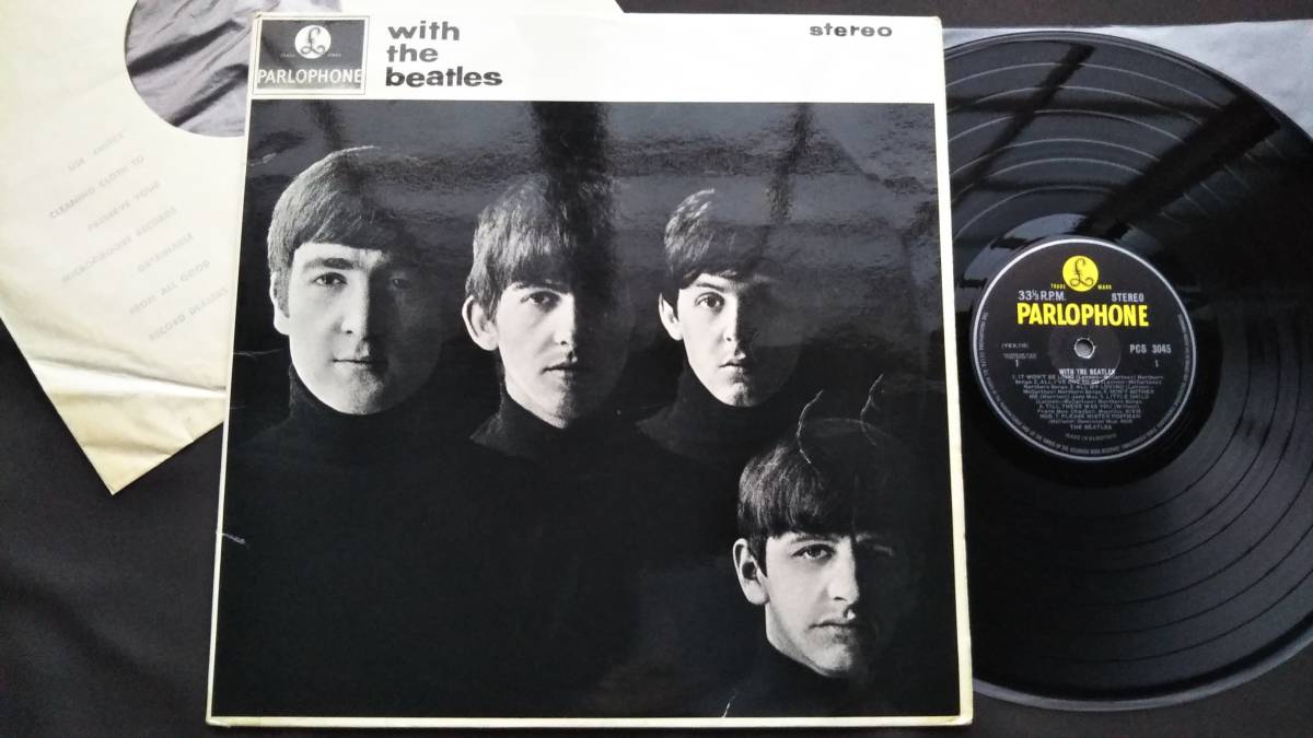 BEATLES 英国 ★WITH THE BEATLES★ UK ORIG レアMIDDLE SIZE STEREO EMI GOLDステッカー 最初期1/M 美品_画像1