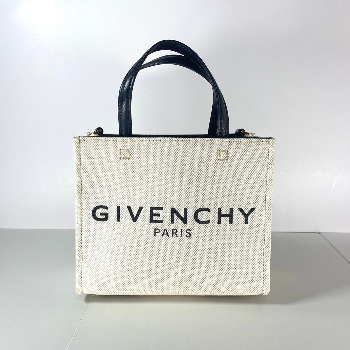 【関税込】◆GIVENCHY ジバンシィ◆ロゴ G トートバッグ 2way 美品 ジバンシー ロゴ G-TOTE キャンバス レザー ショルダー
