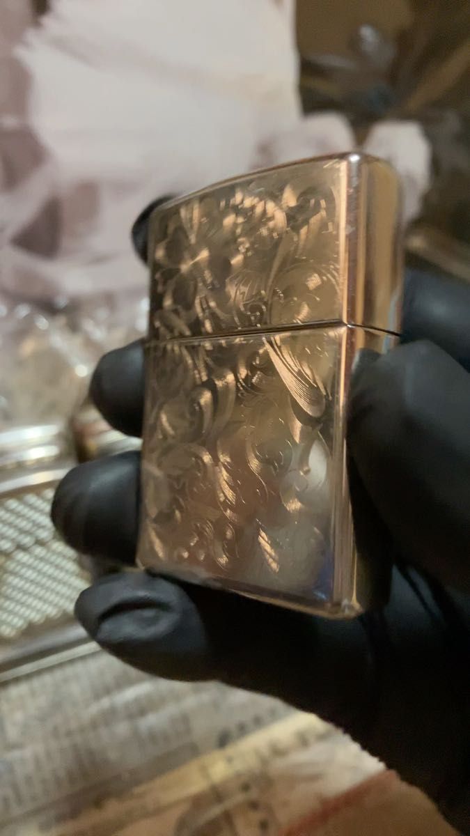 ZIPPO オイルライター シルバー ボタニカル柄 1999年製