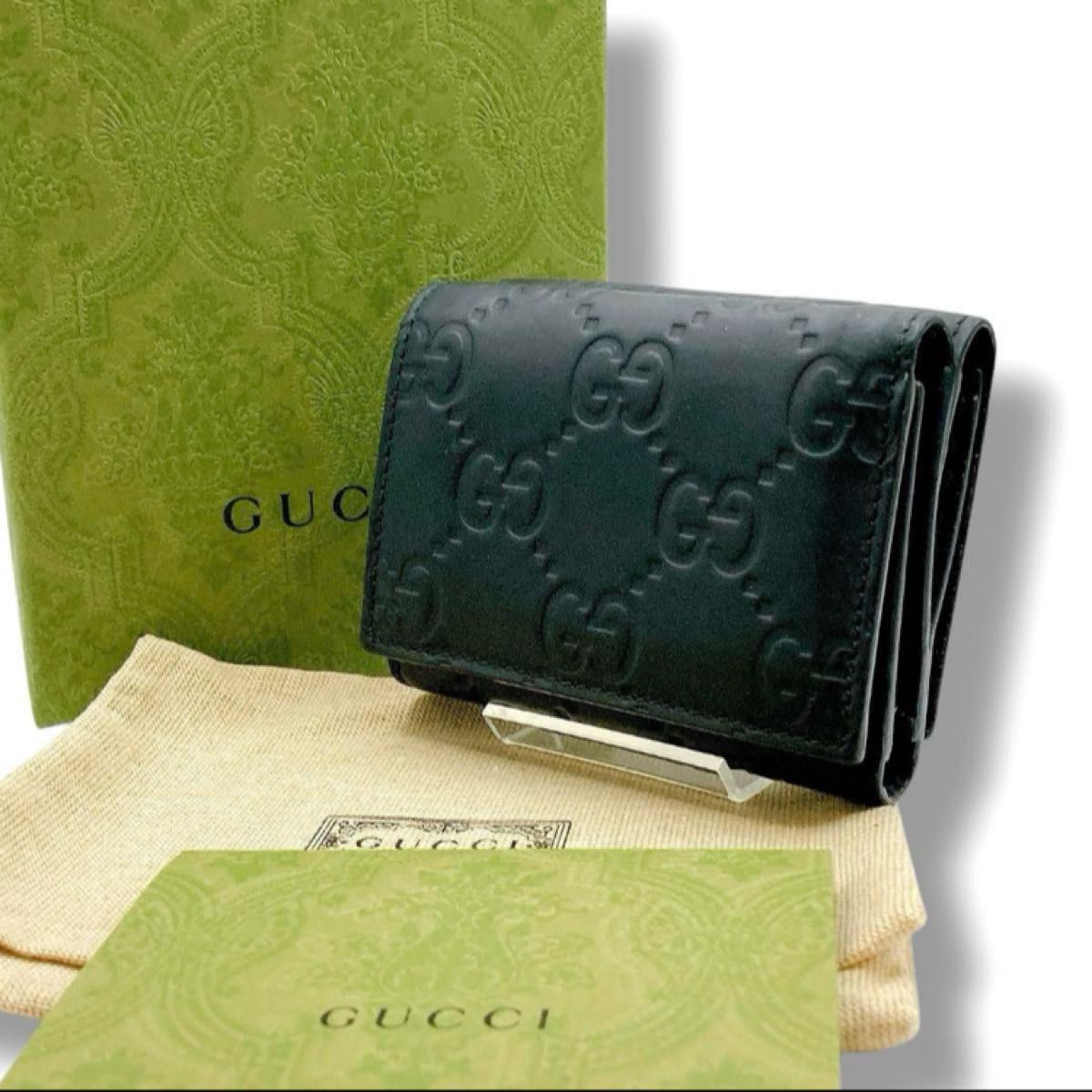 【GUCCI】グッチ★wallet★ショートウォレット★未使用 未使用級 GUCCI グッチ シマ 三つ折り財布 オールレザー