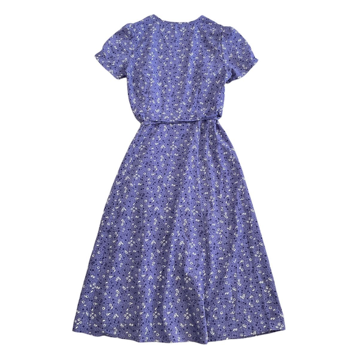 国内発送【PHASE EIGHT】花柄ラップワンピース♪大人パープル PEIRAN 花柄 ラップワンピース カシュクール 半袖 膝下 透け感 M